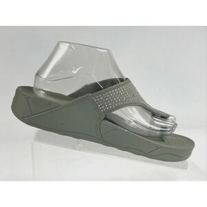 Olivia Miller Sandals Women's Size 10 Studded Gray Thong Comfort Flip Flops